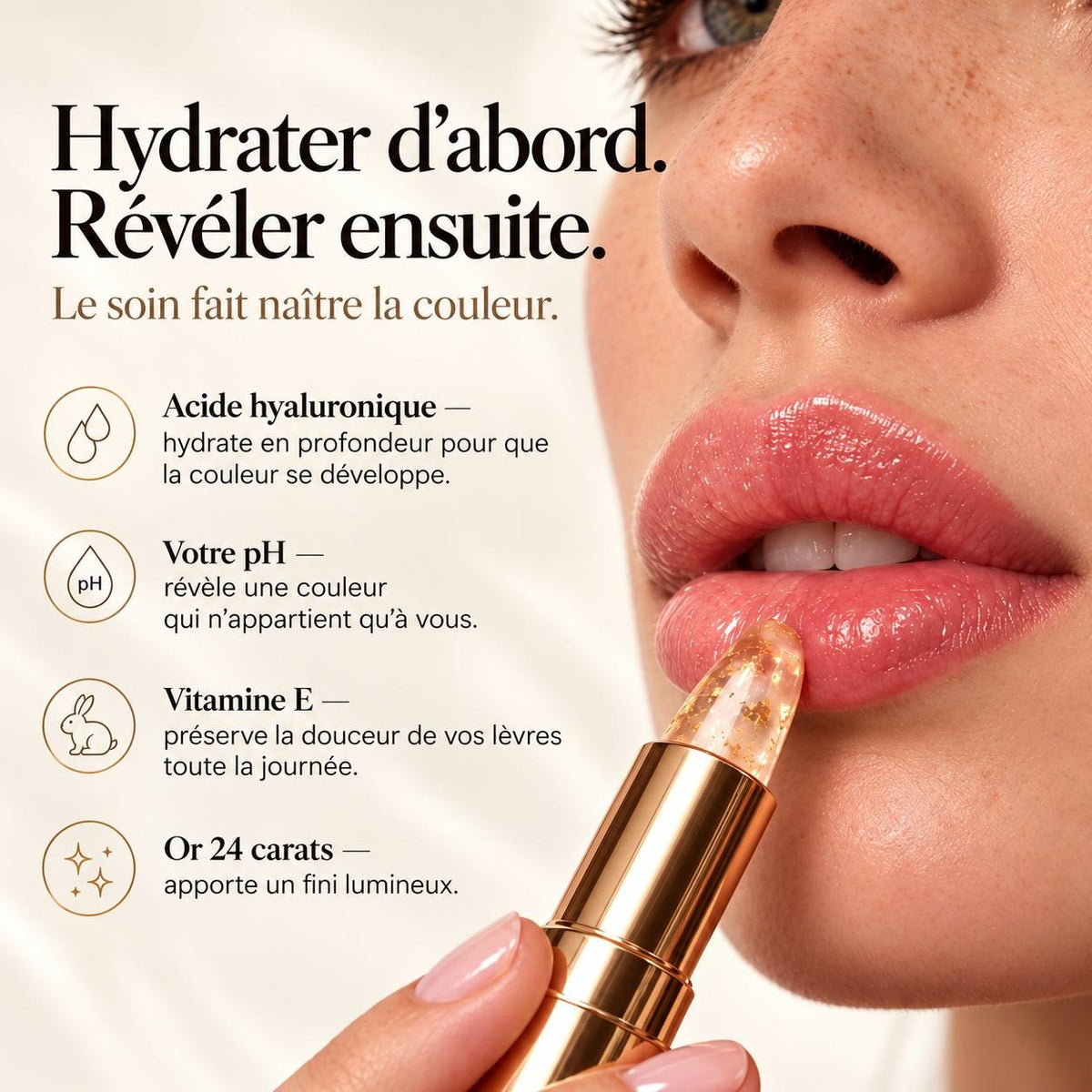 Rouge à Lèvres pH Adaptatif VELORIA – Teinte Sur-Mesure & Hydratante