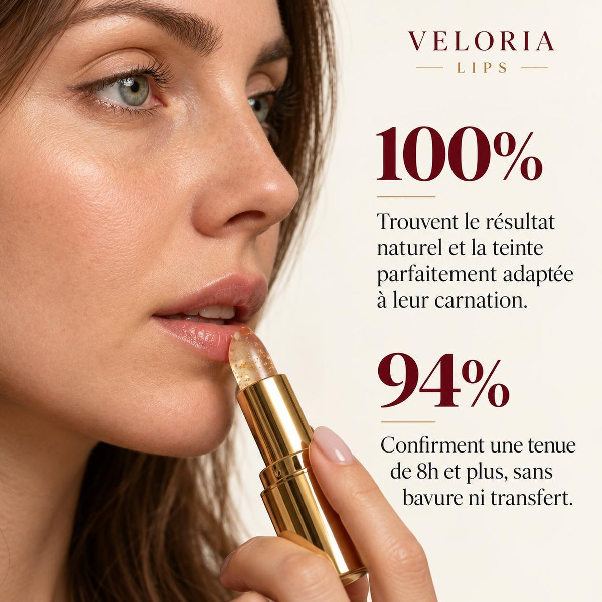 Rouge à Lèvres pH Adaptatif VELORIA – Teinte Sur-Mesure & Hydratante