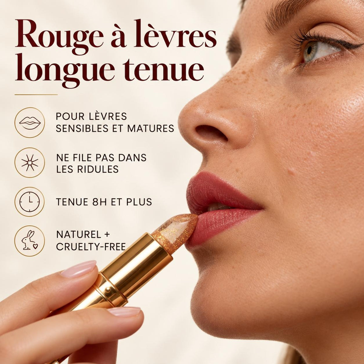 Rouge à Lèvres pH Adaptatif VELORIA – Teinte Sur-Mesure & Hydratante